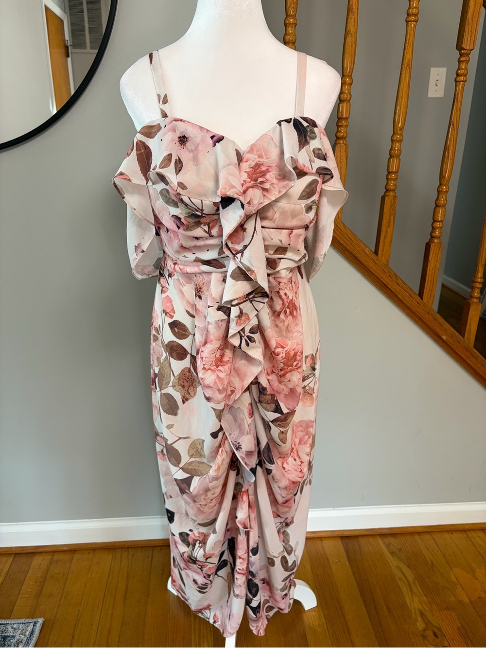 NWT City Chic Women’s Floral Affair Ruffle Off-Shoulder Midi Dress Size XXS / 12